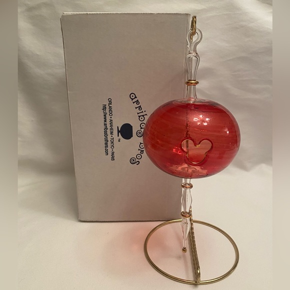 Disney arribas bros Mickey Mouse Red Gold Blown Glass Finial Ornament 8.5" Box - Picture 1 of 15